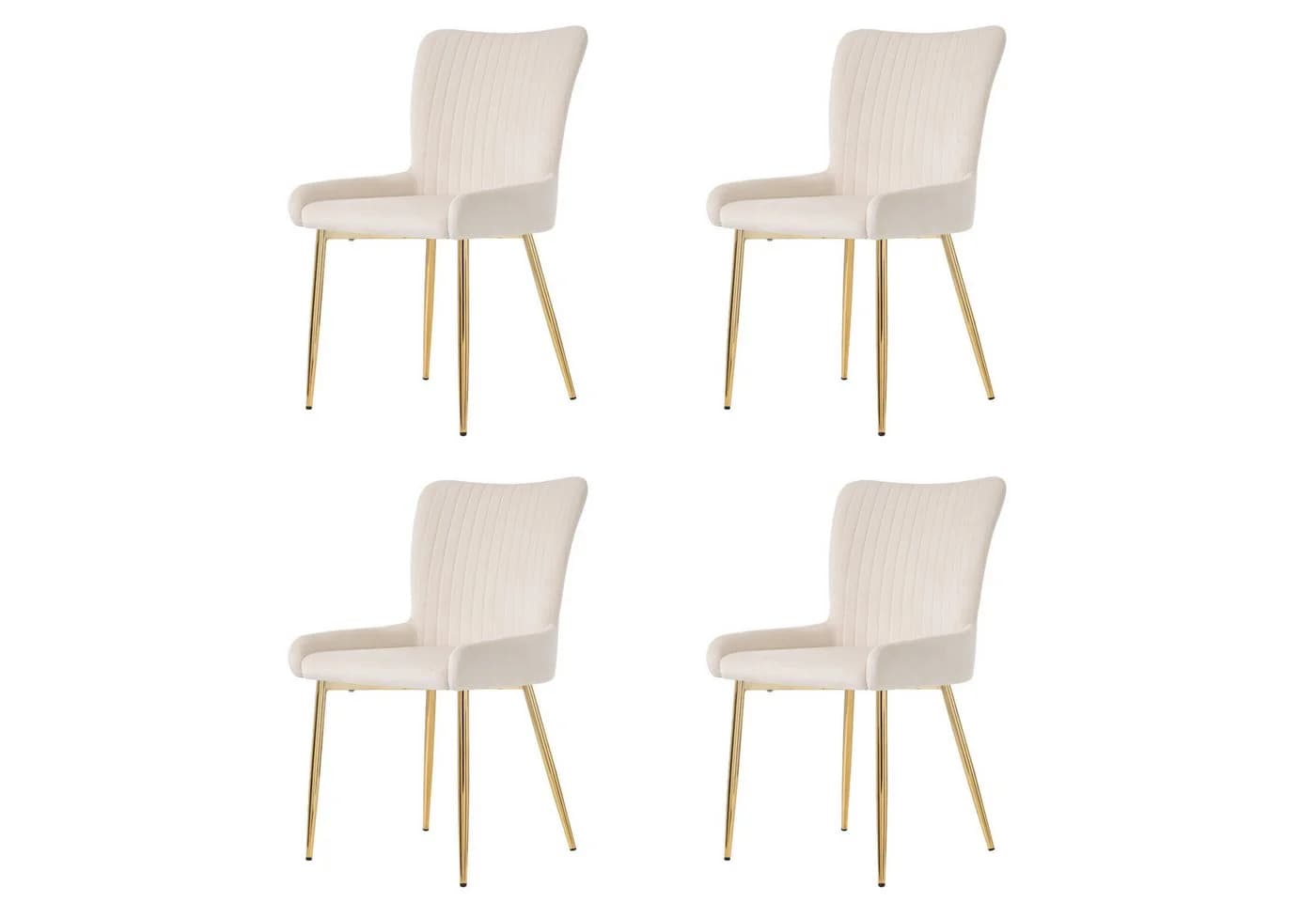 Flieks Esszimmerstuhl 4er Set Beige Samt Metallbeine Gold - Bild 2