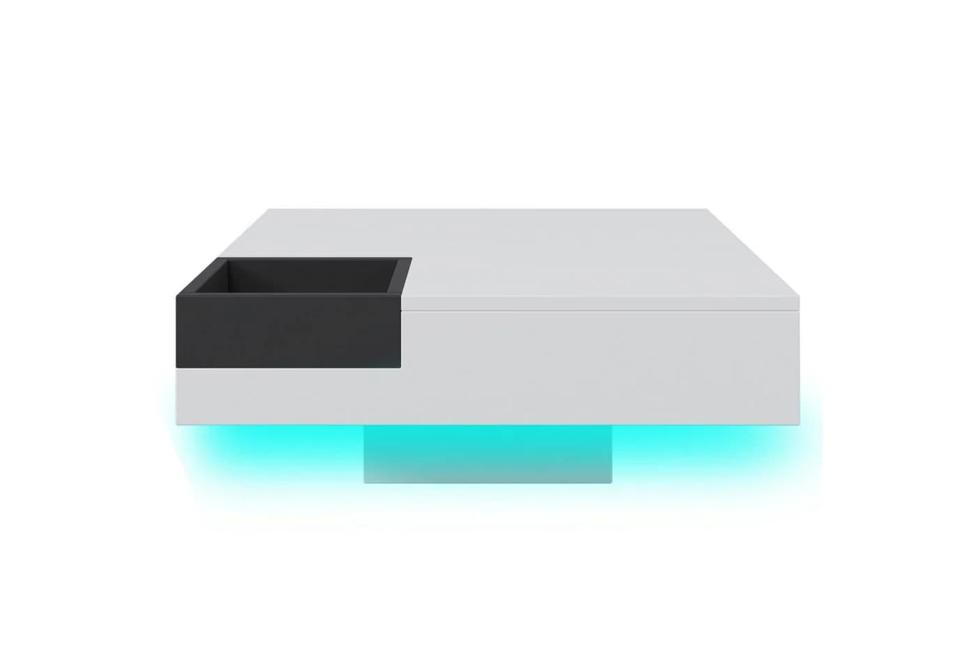Merax Couchtisch Hochglanz Weiß/Schwarz mit LED und Aufbewahrungsbox - Bild 4