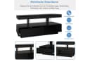 Merax Couchtisch Hochglanz Schwarz mit LED und 2 Schubladen Bild 5