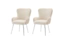 Flieks Esszimmerstuhl 2er Set Samt Armlehnen Beige Silber Bild 2