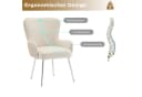 Flieks Esszimmerstuhl 2er Set Samt Armlehnen Beige Silber Bild 5