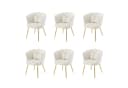 Flieks Polsterstuhl 6er Set Beige Samt Blütenblattstuhl mit Kissen Bild 2