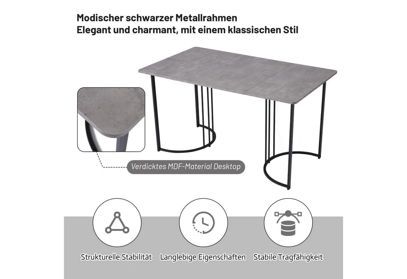 Flieks Essgruppe 5-tlg. Grau Samt Metallbeine - Bild 4