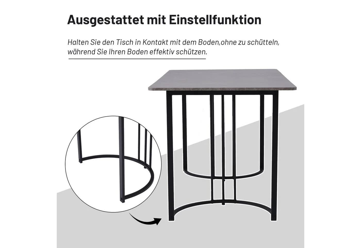 Flieks Essgruppe 5-tlg. Grau Samt Metallbeine - Bild 5
