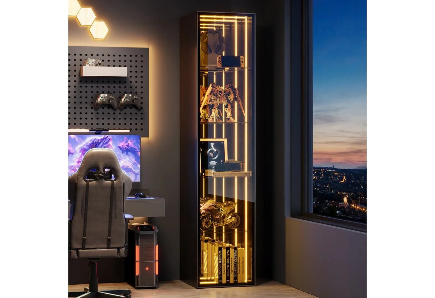 Flieks Eckvitrine Glas Schwarz mit LED & Soft-Close - Bild 2