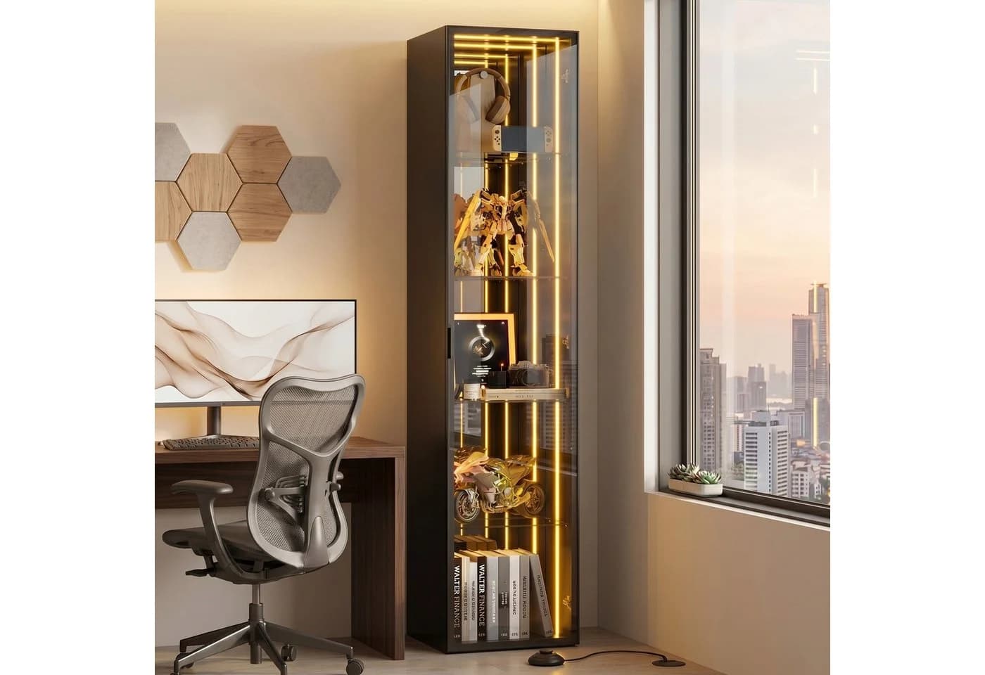 Flieks Eckvitrine Glas Schwarz mit LED & Soft-Close - Bild 3
