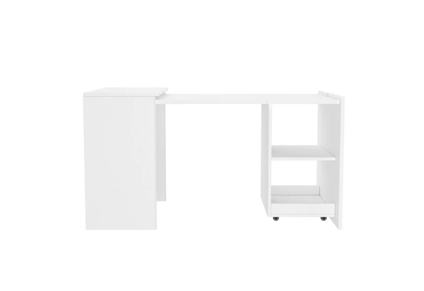 Flieks Regal-Schreibtisch 2-in-1 ausziehbar mit Rollen Weiß - Bild 5