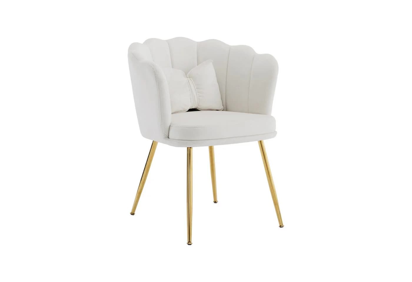 Merax Polsterstuhl Beige Samt mit goldenen Metallbeinen - Bild 2
