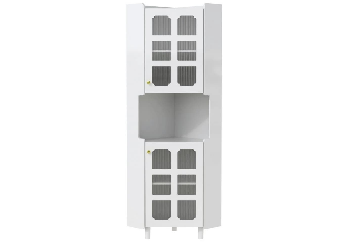 Flieks Badkommode Eckschrank mit LED-Beleuchtung und Glastüren Weiß - Bild 5