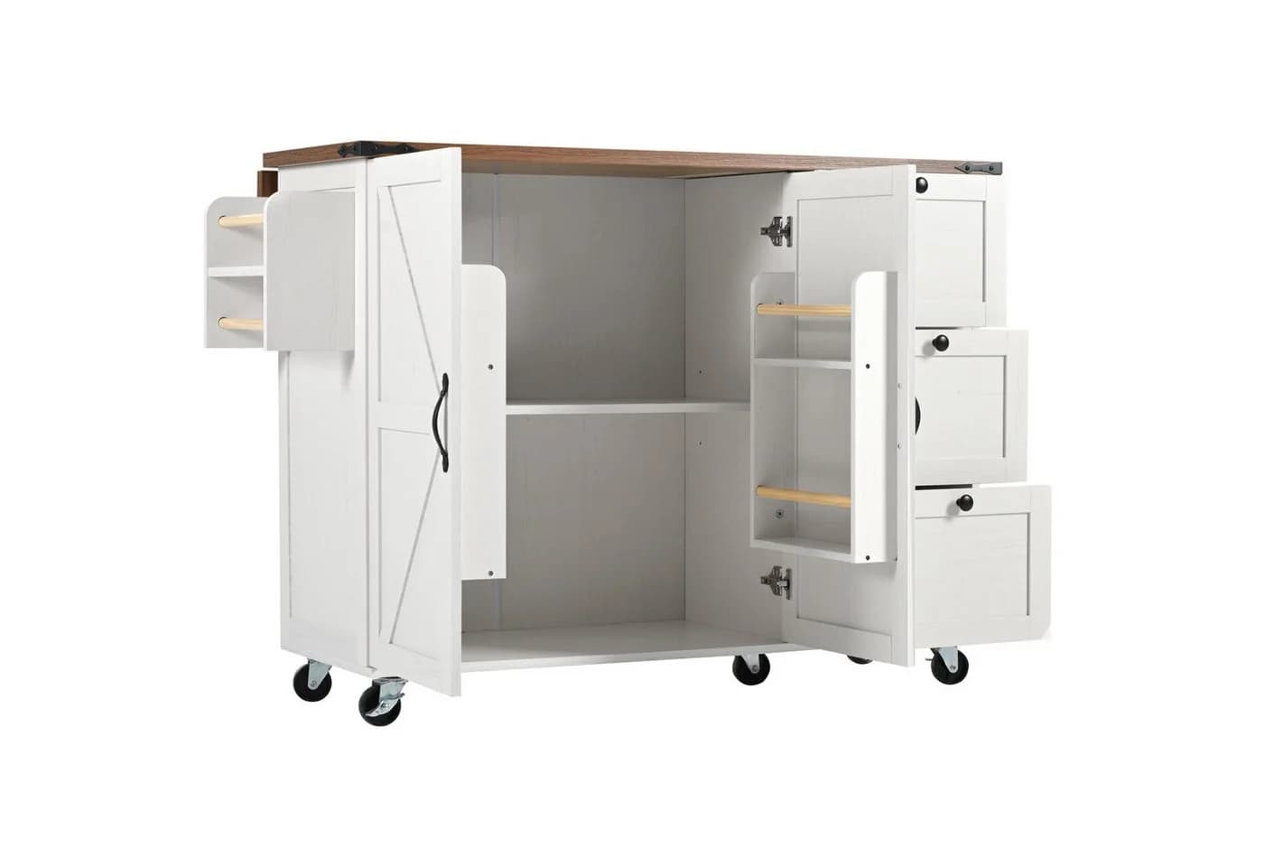 Flieks Küchenwagen Beige mit erweiterbarer Arbeitsplatte und 3 Schubladen - Bild 3