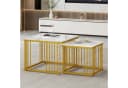 Merax Couchtisch 2er Set Marmoroptik Weiß Gold Metallrahmen Bild 3