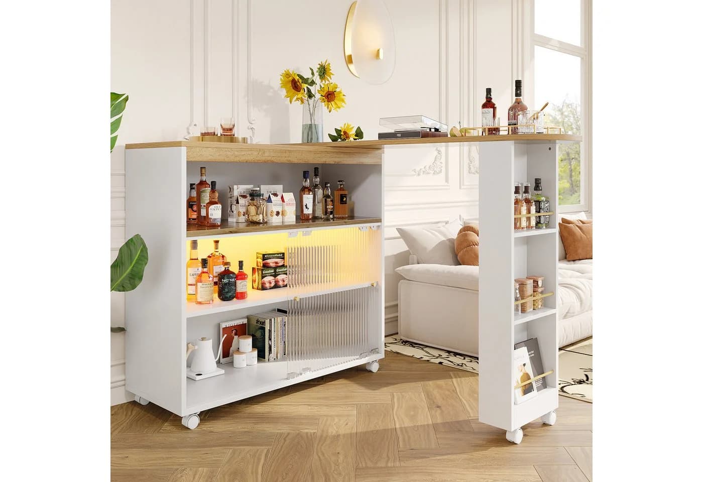 Flieks Bartisch Weiß Ausziehbar mit LED-Beleuchtung - Bild 2