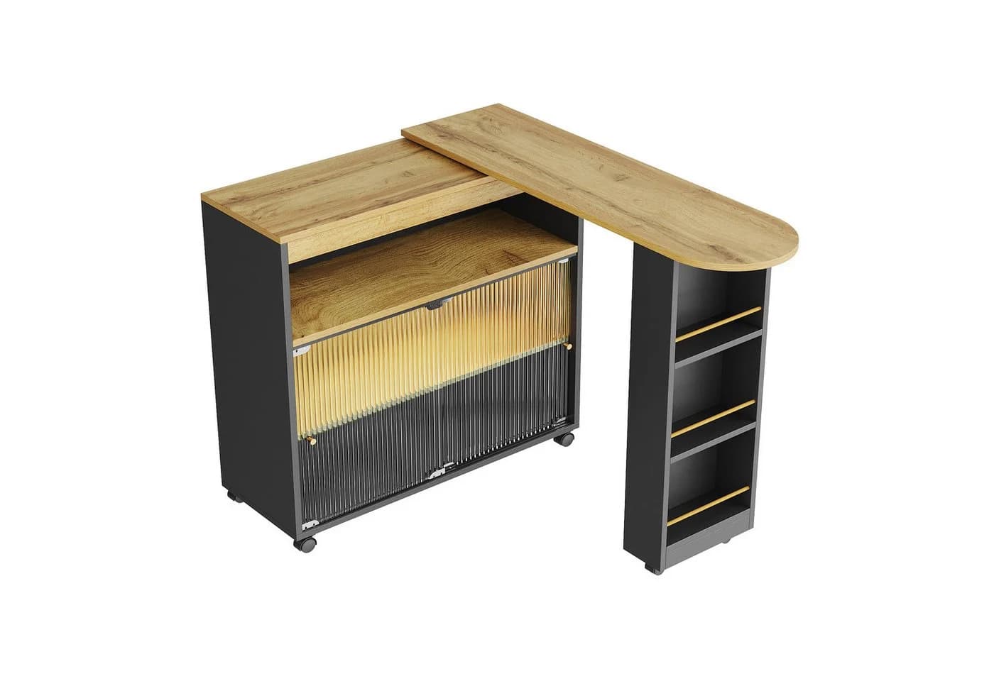 Flieks Bartisch mit LED, ausziehbar, drehbar, 360°