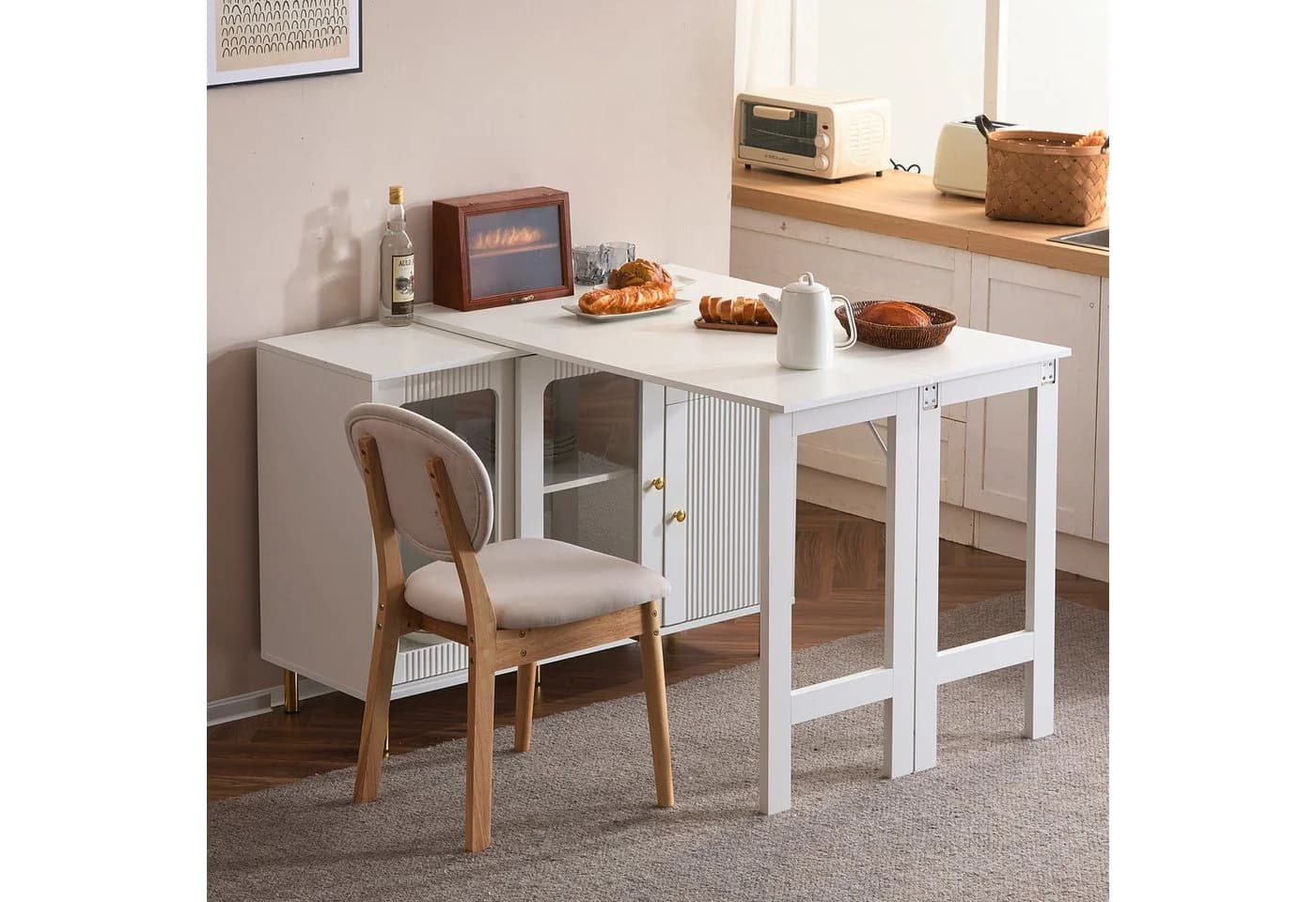 Flieks Sideboard mit ausziehbarer Tischplatte Weiß - Bild 2