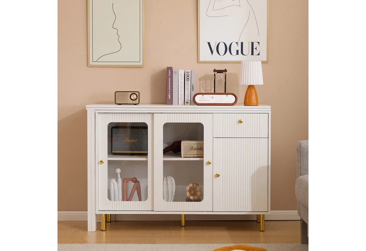 Flieks Sideboard mit ausziehbarer Tischplatte Weiß - Bild 4
