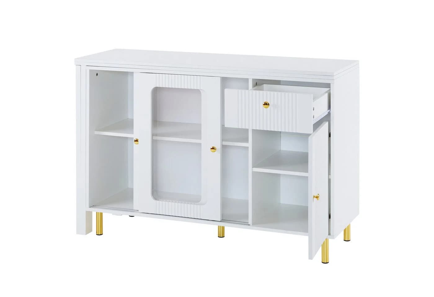Flieks Sideboard mit ausziehbarer Tischplatte Weiß - Bild 5