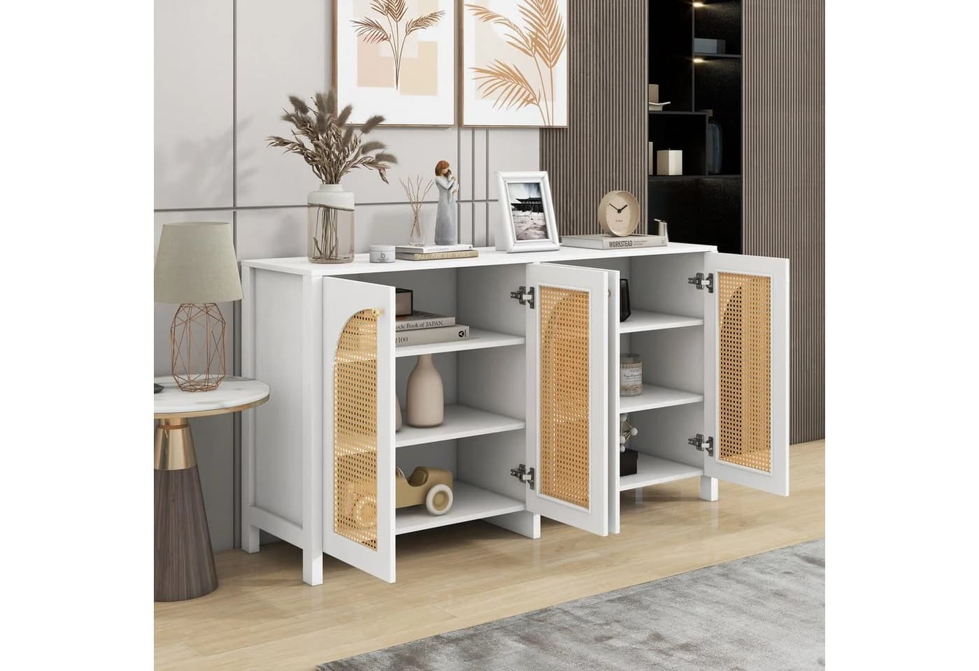 Flieks Sideboard Weiß mit 4 Rattantüren - Bild 3