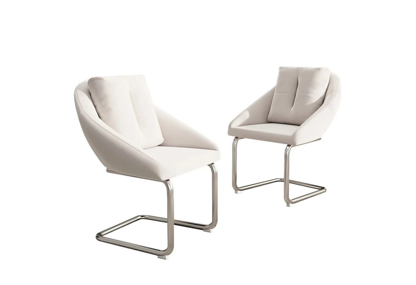 Flieks Freischwinger 2er Set Esszimmerstühle Beige Samt