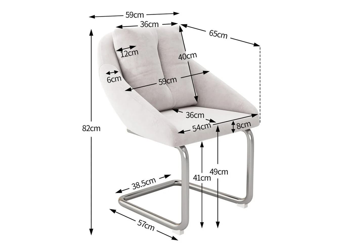 Flieks Freischwinger 4er Set Esszimmerstühle Beige Samt - Bild 3