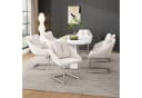 Flieks Freischwinger 6er Set Esszimmerstühle Beige Samt Bild 2