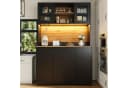Flieks Küchenbuffet Schwarz mit LED-Beleuchtung und Acryltüren Bild 1