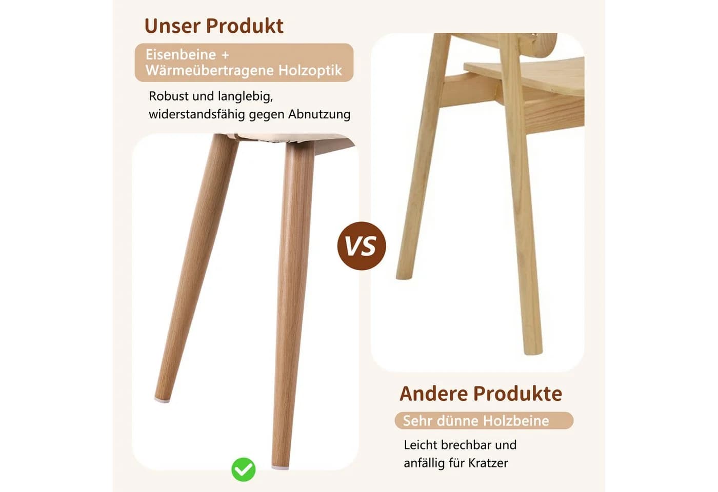 Flieks Esszimmerstuhl 2er Set Kunstleder Rattan Beige/Braun - Bild 5
