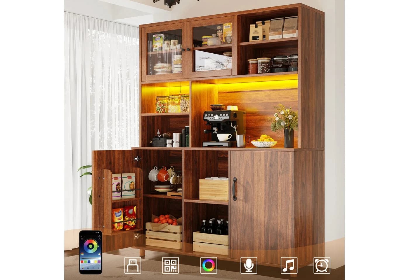 Flieks Küchenbuffet mit LED-Beleuchtung und Glas-Schiebetüren - Bild 2