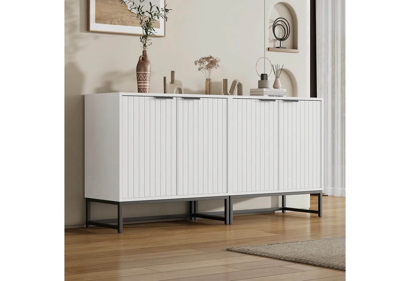 Flieks Sideboard 2er Set Weiß Schwarz Modern