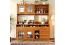 Flieks Hochschrank Küchenbuffet Walnussbraun mit Glastüren und Schubladen Bild 2