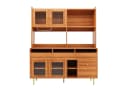 Flieks Hochschrank Küchenbuffet Walnussbraun mit Glastüren und Schubladen Bild 3