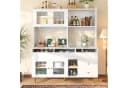 Flieks Hochschrank Küchenbuffet Weiß mit Glastüren und Schubladen Bild 2