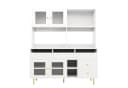 Flieks Hochschrank Küchenbuffet Weiß mit Glastüren und Schubladen Bild 3