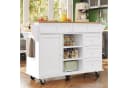 Flieks Küchenwagen Kücheninseln mit Rollen & Holzfüß austauschbar, Servierwagen Küchenschrank mit Arbeitsplatte Speisewagen Kommode Bild 2