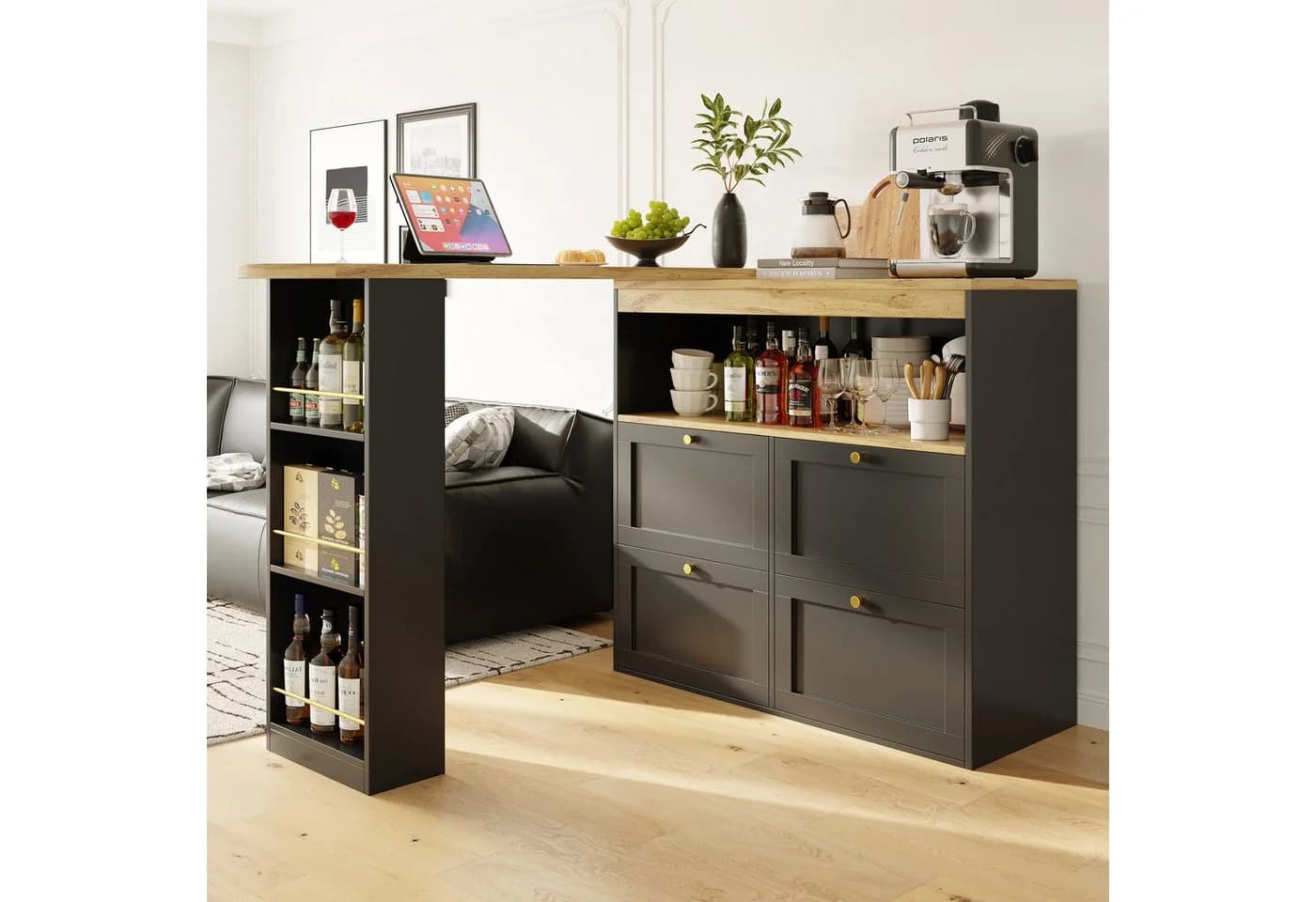 Flieks Bartisch 360° drehbar mit Sideboard und Schubladen - Bild 2