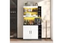 Flieks Küchenbuffet Hochschrank mit LED-Beleuchtung und Glastüren Bild 2