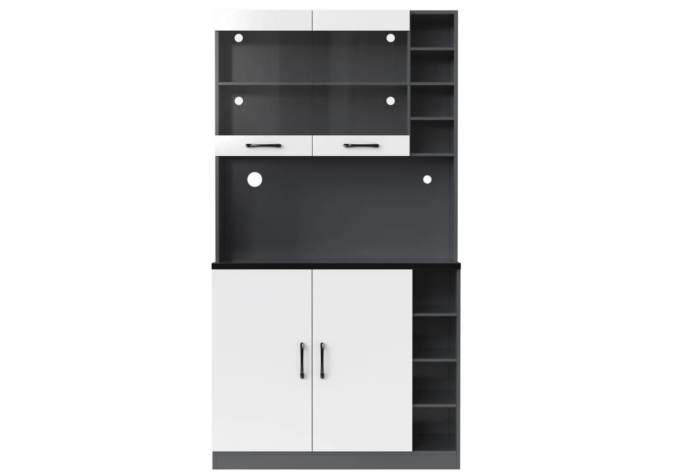 Flieks Küchenbuffet Hochschrank mit LED-Beleuchtung und Glastüren - Bild 3