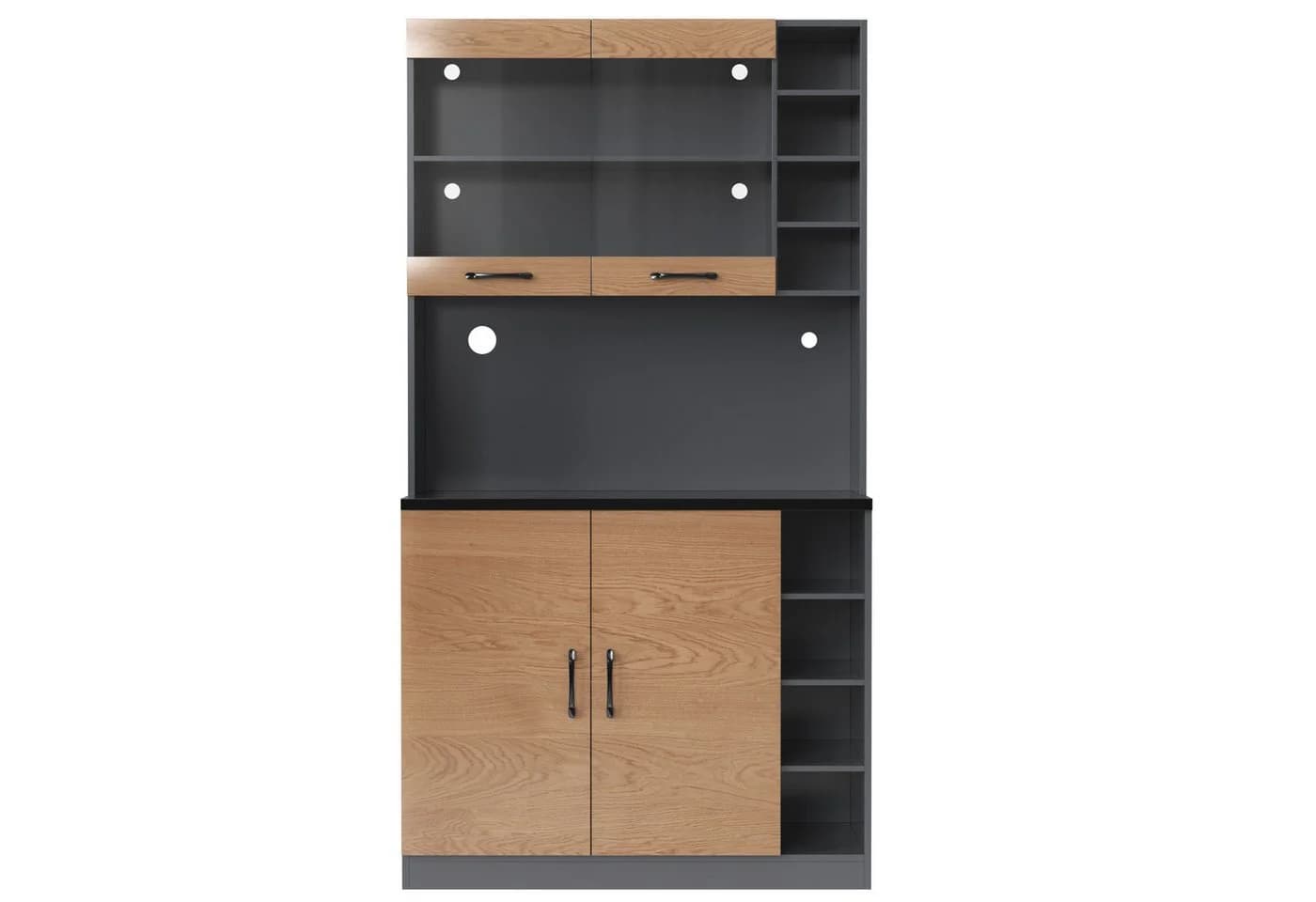 Flieks Küchenbuffet Hochschrank mit LED-Beleuchtung und Glastüren - Bild 3