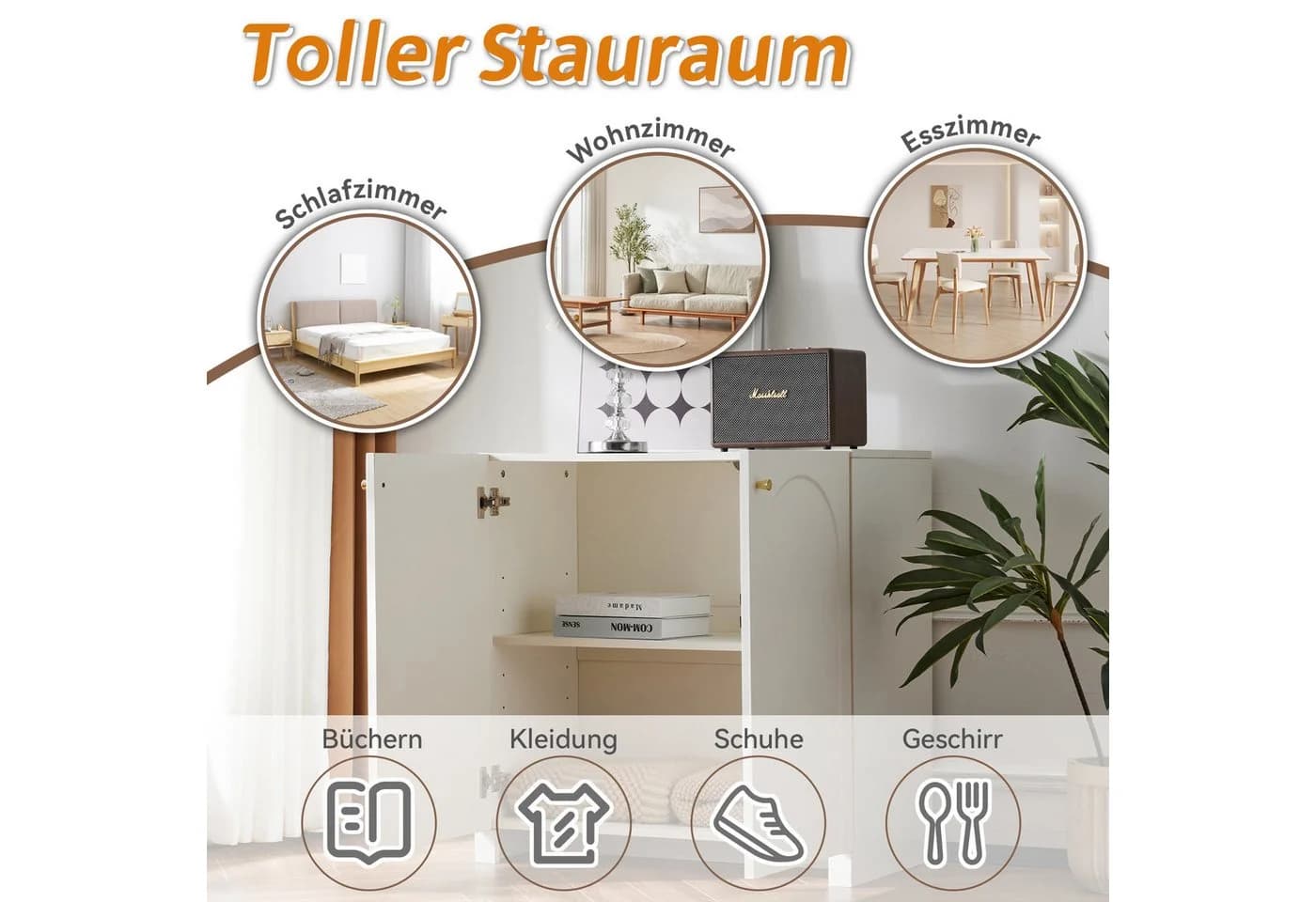 Merax Sideboard Kommode mit 2 Türen und Ablage - Bild 5