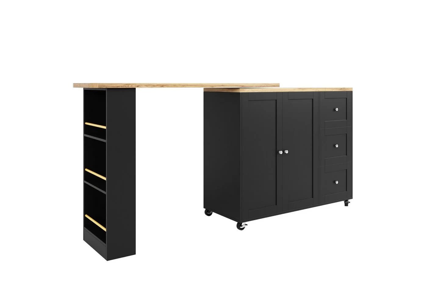 Flieks Bartisch 360° drehbar mit Sideboard Schwarz - Bild 4