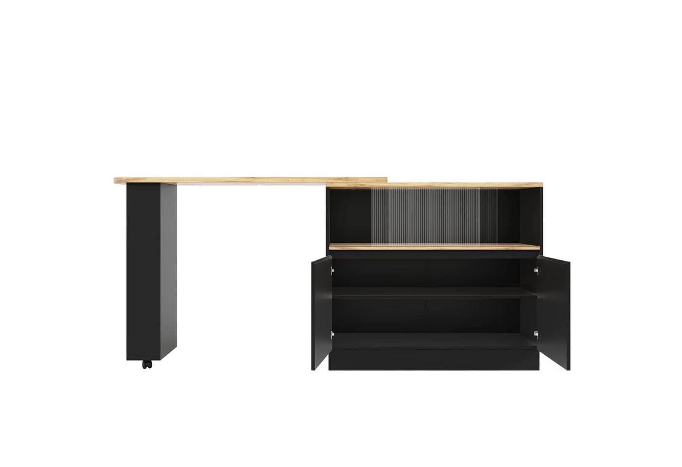 Flieks Bartisch 360° drehbar mit Sideboard Schwarz - Bild 5