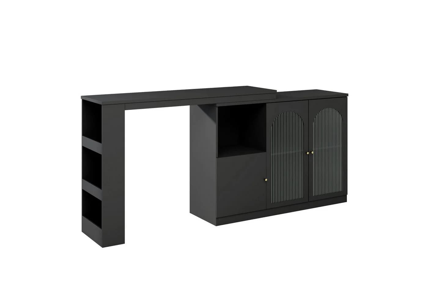 Flieks Bartisch 360° drehbar mit Sideboard Schwarz - Bild 5