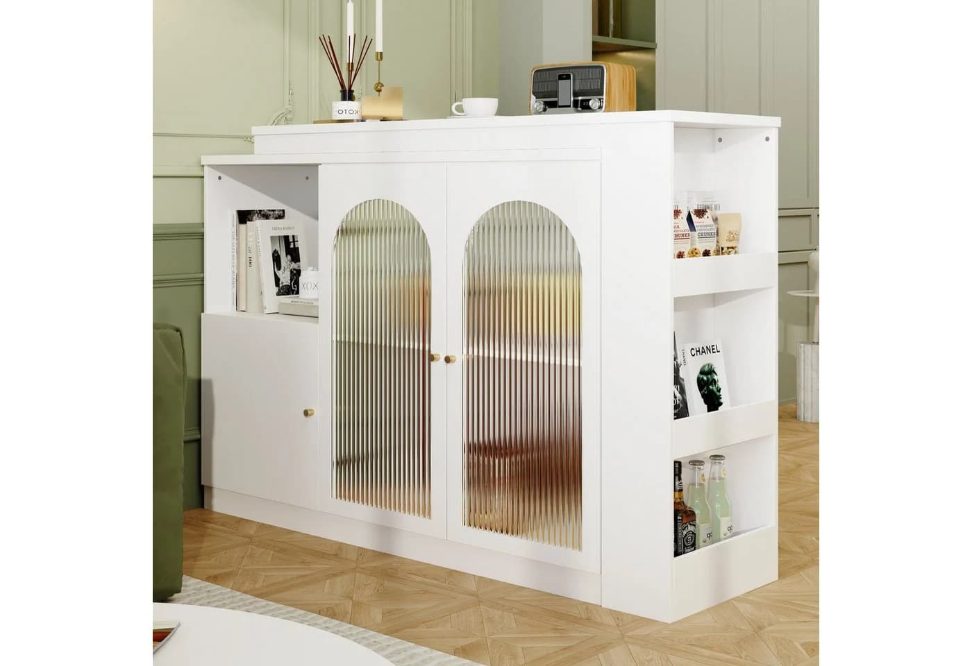 Flieks Bartisch 360° drehbar mit Sideboard Weiß ausziehbar - Bild 3