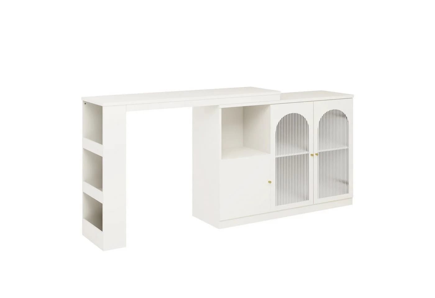 Flieks Bartisch 360° drehbar mit Sideboard Weiß ausziehbar - Bild 5