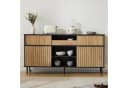 Merax Sideboard 4 Schiebetüren 1 Schublade Schwarz Eiche Bild 1