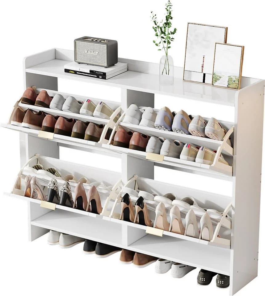 Merax Schuhschrank mit 4 Klappenfächern und Kippsicherung - Bild 2
