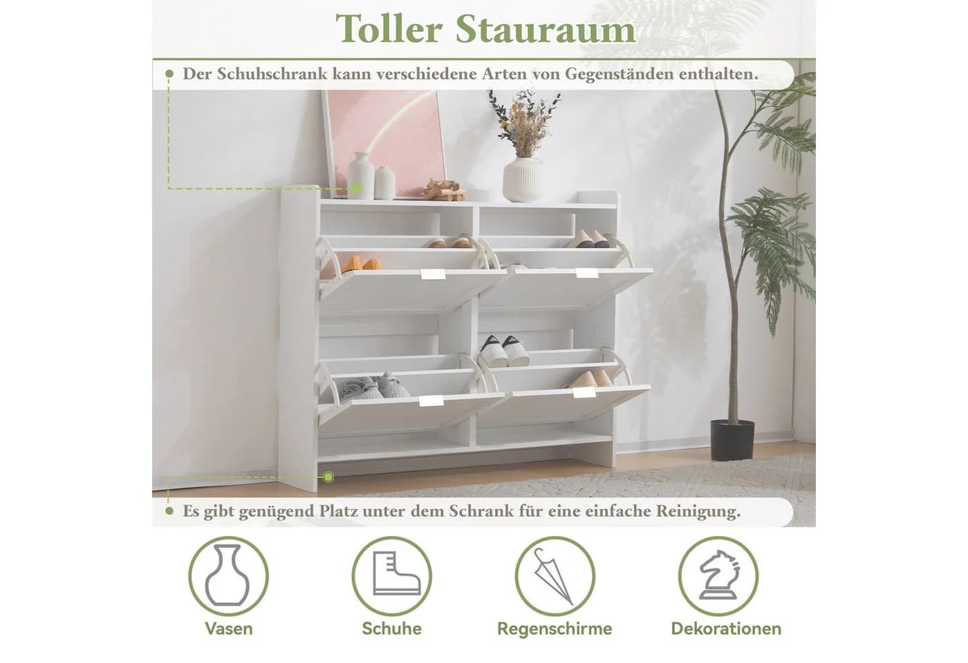 Merax Schuhschrank mit 4 Klappenfächern und Kippsicherung - Bild 3