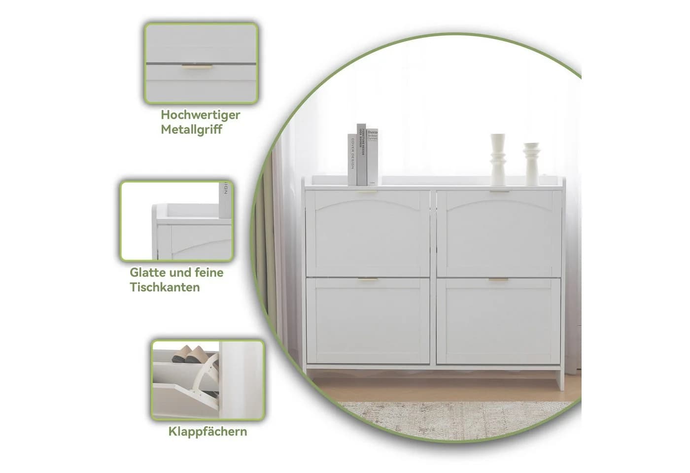Merax Schuhschrank mit 4 Klappenfächern und Kippsicherung - Bild 4