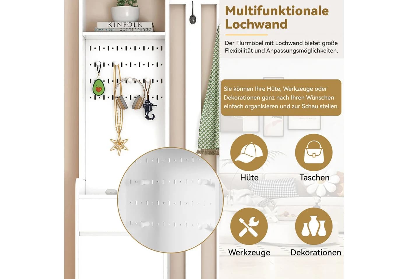 Merax Garderoben-Set mit gepolsterter Aufbewahrungsbank - Bild 5