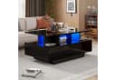 Merax Couchtisch Hochglanz mit LED-Beleuchtung und 2 Schubladen Weiß/Schwarz Bild 3