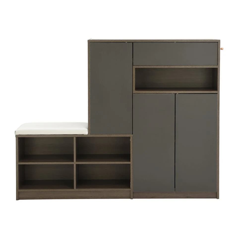 Flieks Schuhschrank Grau mit gepolsterter Sitzfläche - Bild 3